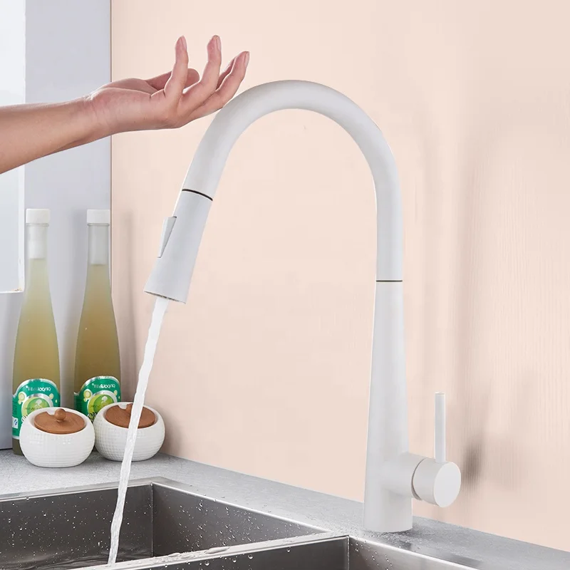 
White Black Touch Control Sensor Kitchen Faucets Singe Handle 360 Rotation Mixer Tap Smart Sensor Kitchen Mixer Faucet 