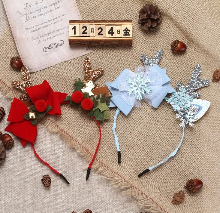 Рождественские детские аксессуары для волос, резинка для волос с рождественскими рогами