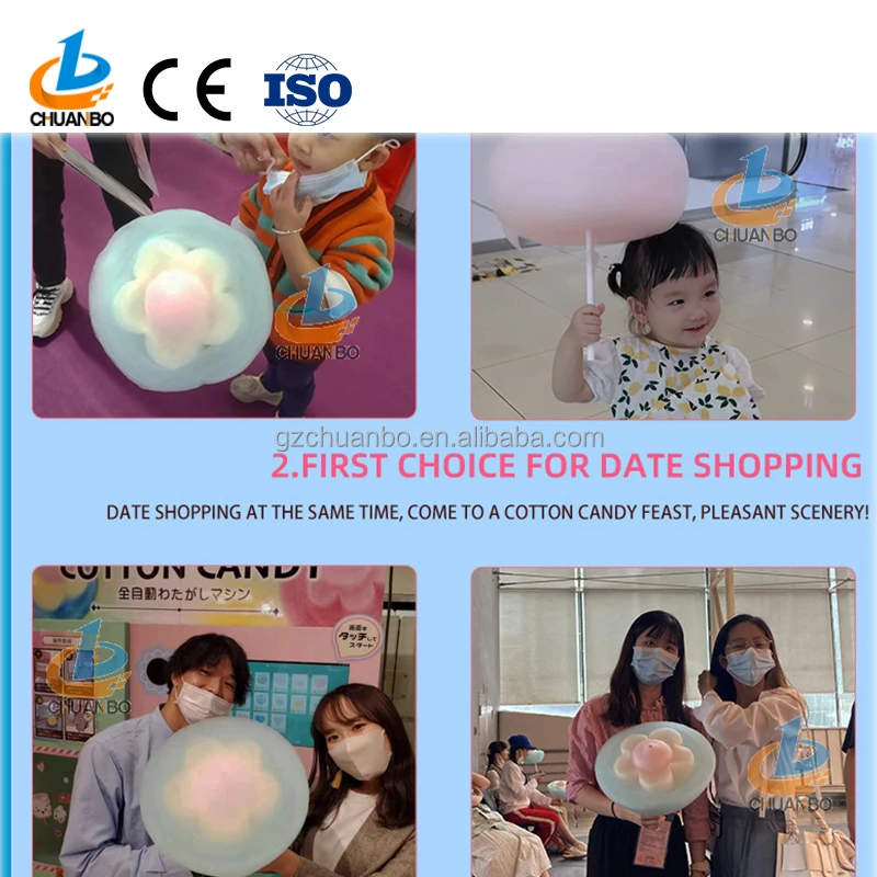 Full Automatic Coin Operated Cotton Candy Sugar Making Vending Machine With Super Touch Advitisement Screen