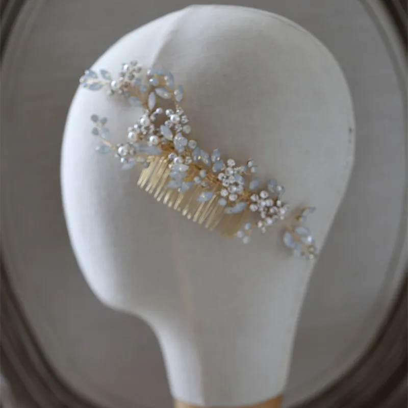 RE3809 opal rhinestone bridal hair comb Korea Japan wedding hair jewelry  retro wedding side hair comb