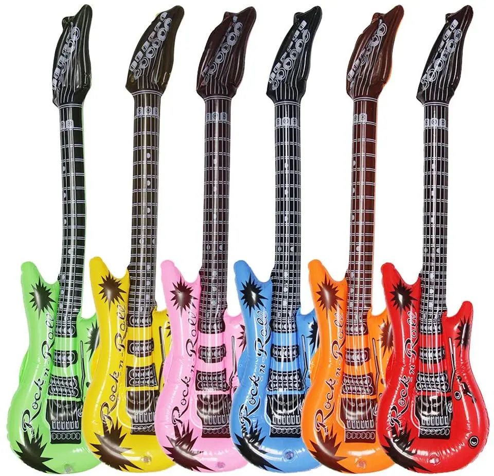 Inflatable Colorful Guitar Toys, Waterproof Assorted Colors Party Decoration, Festival Decoration (6pack)