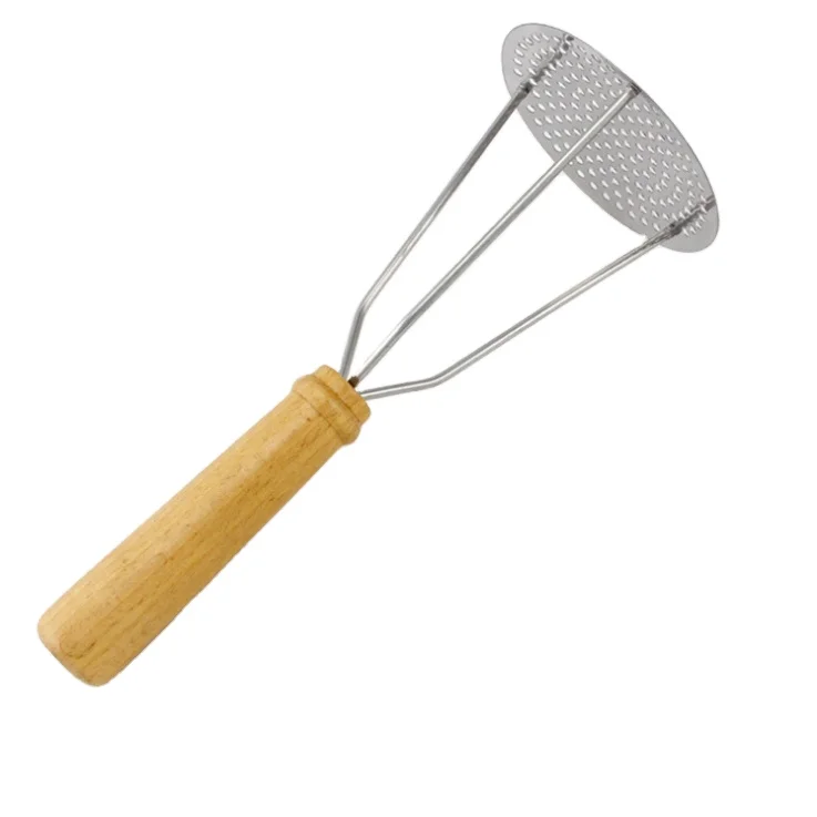 Japanese Compact Style Potato Masher Ricer Potato Press with Wooden Handle