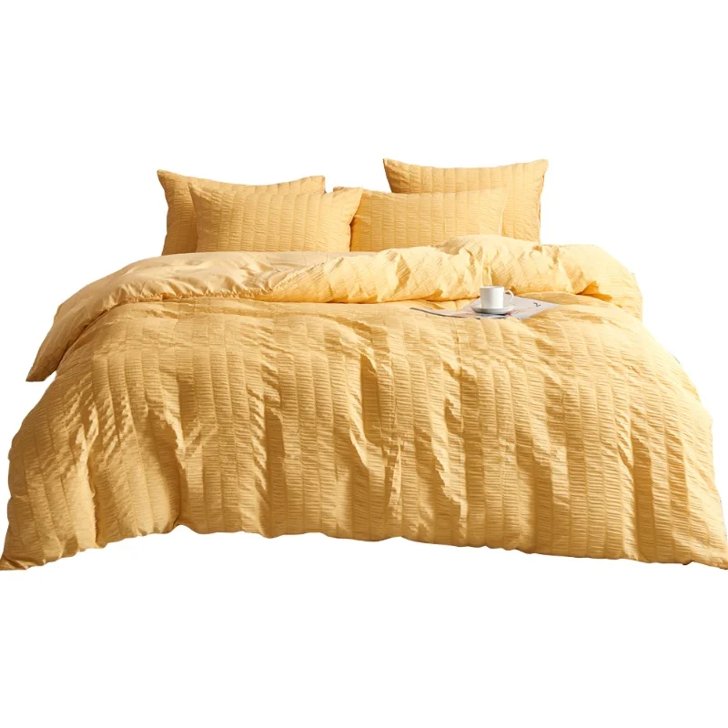 high quilty   Seersucker 3pcs luxury bedding sets duvet cover bed sheet set duvet cover set