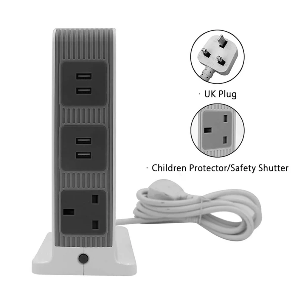 
high quality UK upright surge USB charging 230V 13A tabletop multifunction power strip 