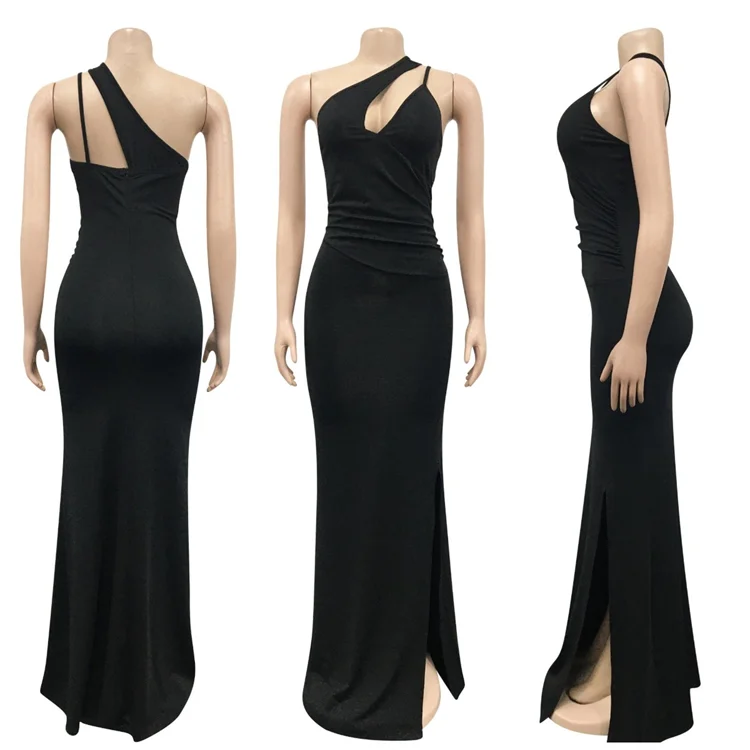 New Plus Size Ladies Cocktail Dress Elegant Evening Party Wear Split Autumn Womens Maxi Dresses