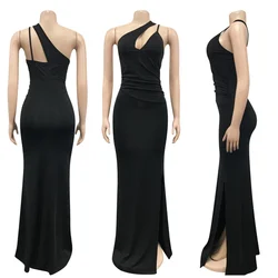 New Plus Size Ladies Cocktail Dress Elegant Evening Party Wear Split Autumn Womens Maxi Dresses