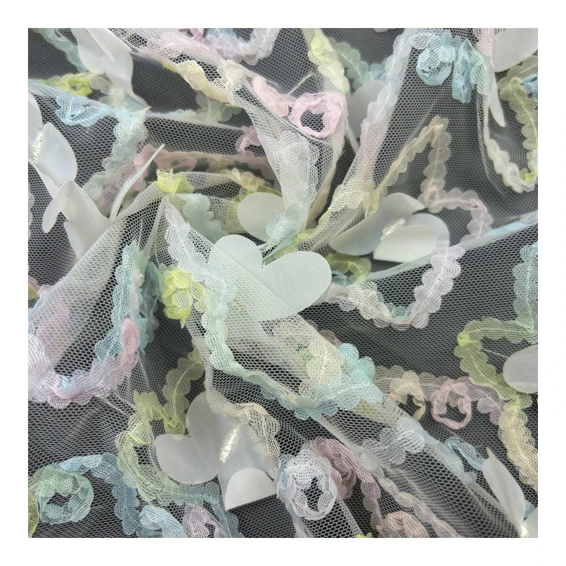 Organza 3d lace fabric embroidered butterfly knit crochet fabric for kids dresses