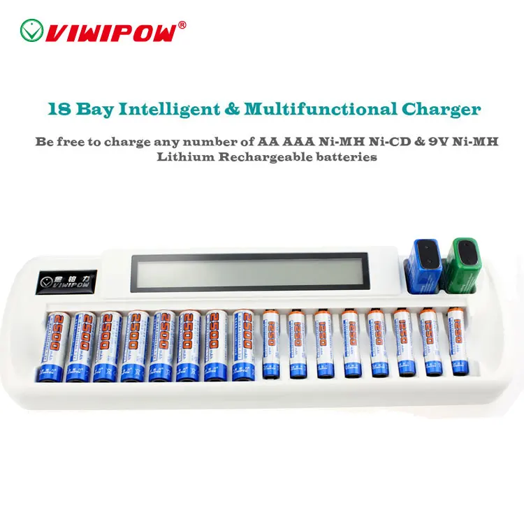 Popular aaa/aa 9V li-ion battery charger 1.2V NIMH NICD battery charger with LCD display