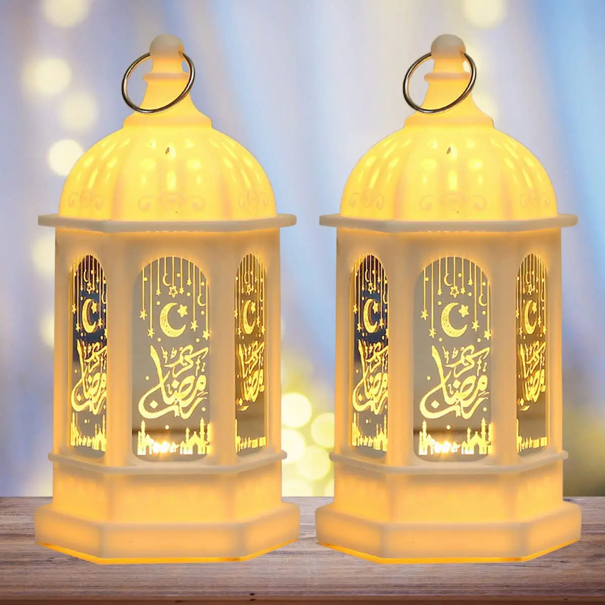 Ramadan Candle Lantern LED Eid Mubarak Lamp Decor Hanging Ramadan Lamp for Home Tabletop Decor Creative Party Supplies