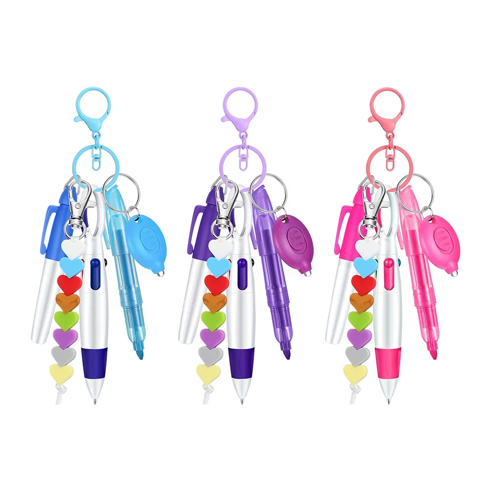 BSBH Wholesale Cute Nurse Pen With Permanent Marker Pen Highlighter Retractable Ball Pen LED Flashlight Nurse Doctor Keychain