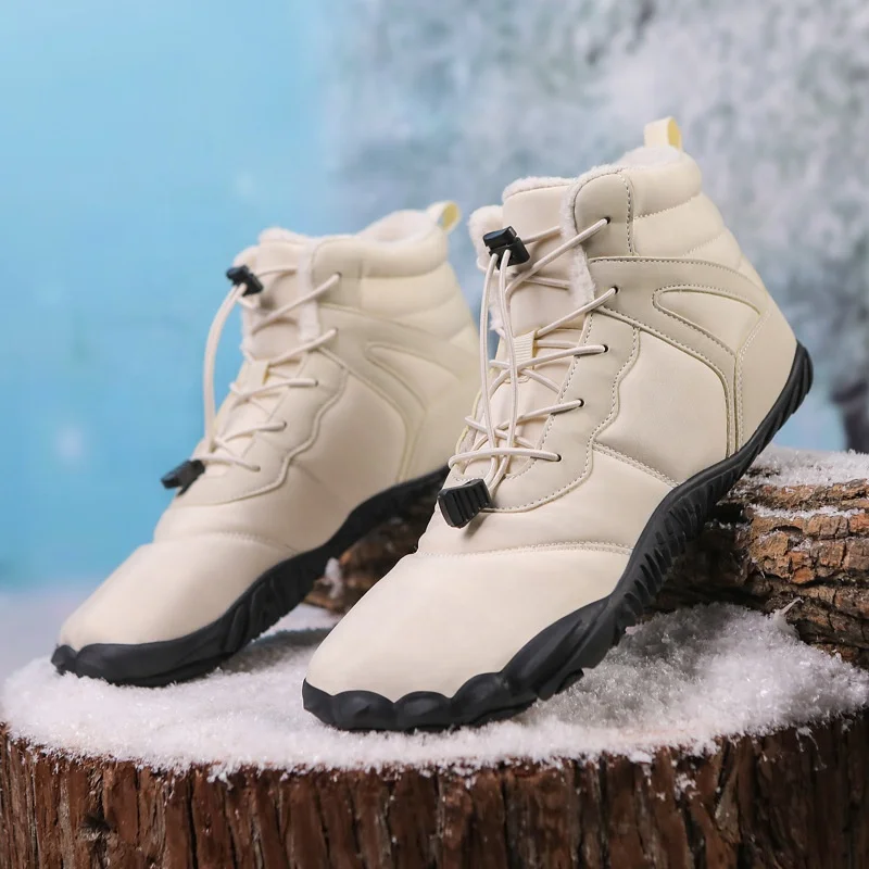 2024 New Couple Plus Velvet Climbing Shoes Snow Boots Five-finger Barefoot Non-slip Hiking Cotton Shoes