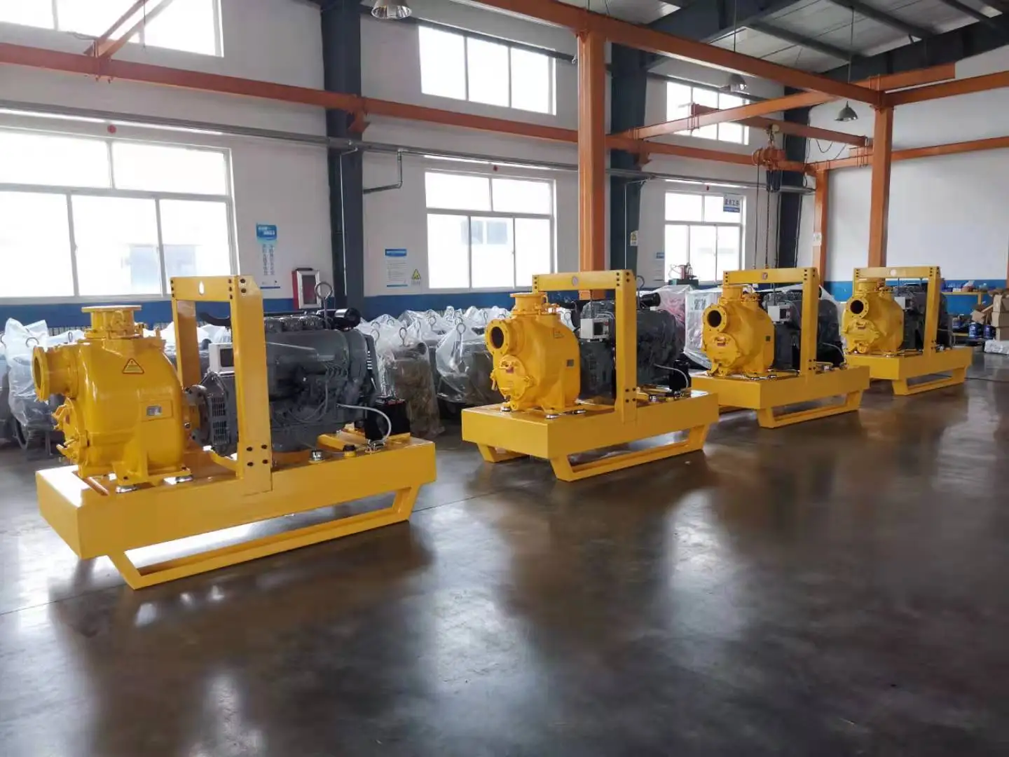 Stationary type self-priming diesel engine water pump set for industrial sewage