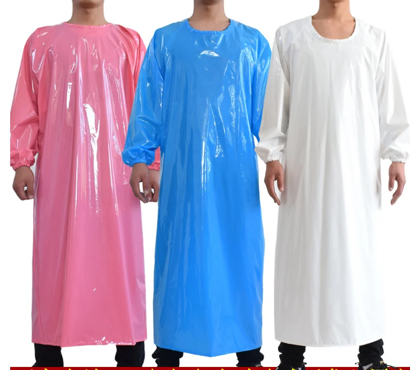 Factory wholesale fish cut long sleeve protective PPE yellow plastic TPU gown