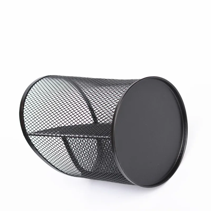 High Quality Mesh Office Organizer Pen Holder Black/Silver Metal Revolving Pen Holder for Promotion