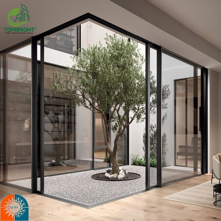 White Soundproof Pocket Doors Sensor Frameless Aluminum Interior Noiseless Sliding Glass Patio Doors With Screen