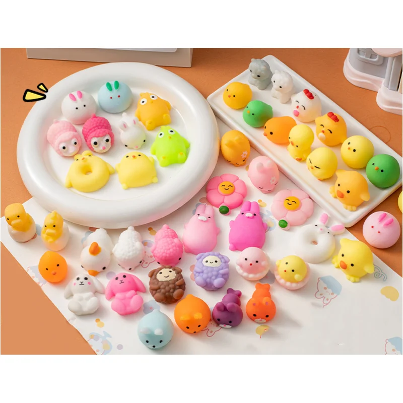 Easter Kawaii Mini Mochi Animal Glitter Squishy Toys Squishy Pack Stress Relief Toys Novelty Fidgety Toys for party Favors