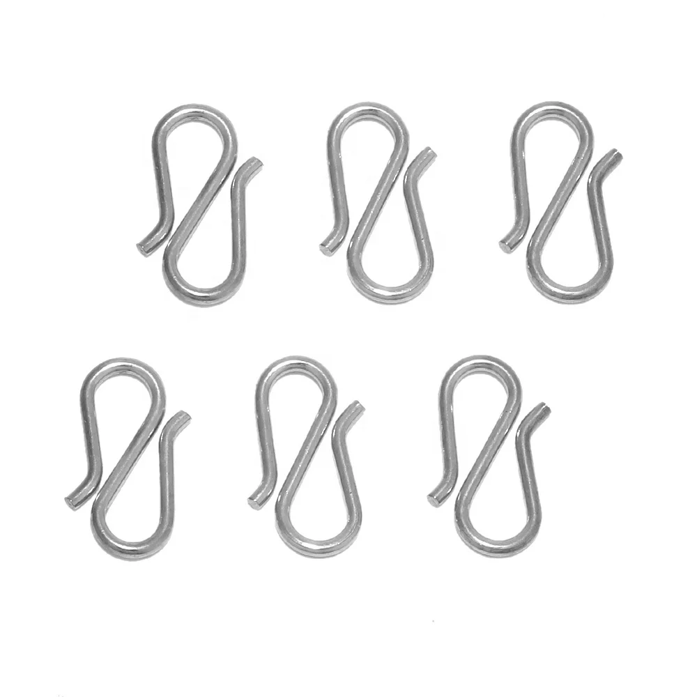 20pcs Stainless Steel Wire Diameter 1mm S-Shape Clasp Connectors for Necklace Bracelet Accessories Findings Jewelry Wholesale