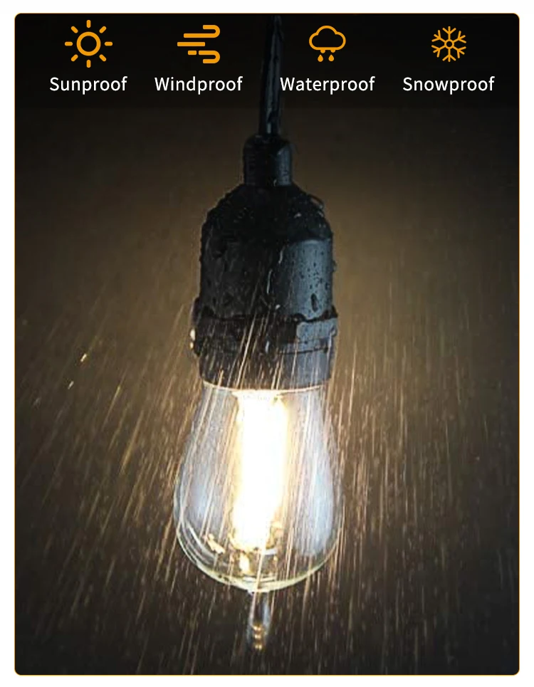 S14 led  string lights   bubble lamp  ip65waterproof led for outside  garden lighting with edison plastic