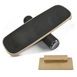 Wholesale Custom Stability Trainer Fitness Yoga Wobble Wooden Balance Board With Roller