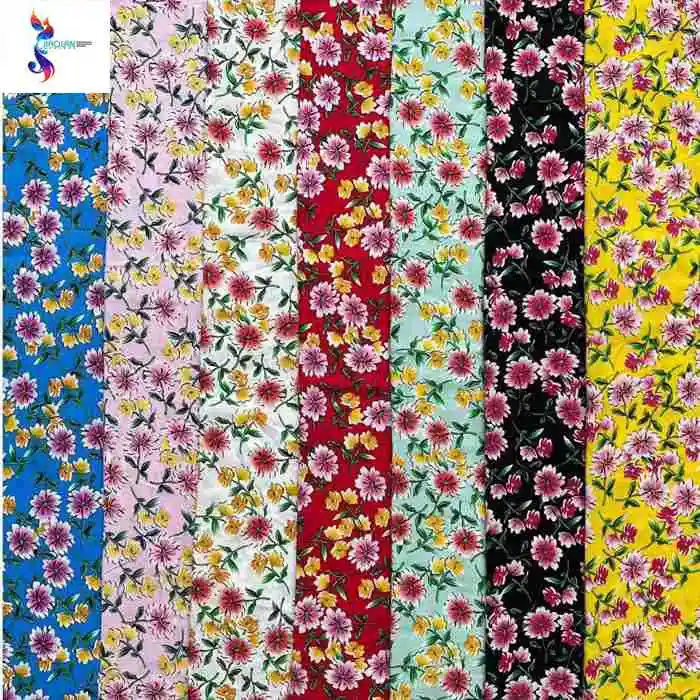 Shaoxing textile stock lot fabric woven printing poka 100%polyester for garment