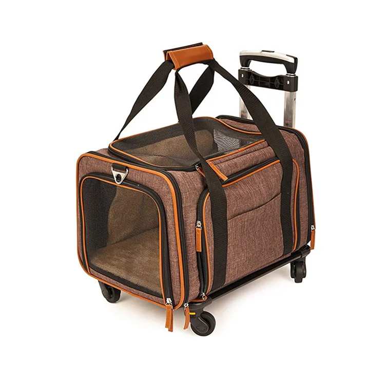 Airline Approved Best Large on Wheels Stroller Trolley Pet Rolling Pet Bag Dog Cat Carrier with Wheels Custom Logo Fashion BSCI
