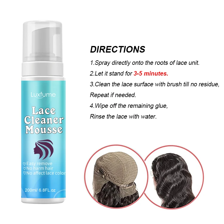 Private Label Natural Aloe Argan Oil Wig Care Products Lace Glue Cleaner Wig Lace Cleaner Hair Mousse