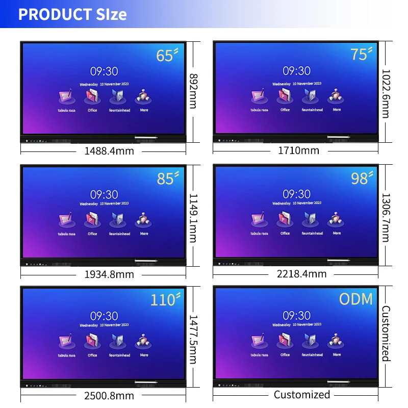 DCSJ 55 65 75 85 100 inch Touch Display LCD Screen Smart Interactive Boards For Meeting Education School