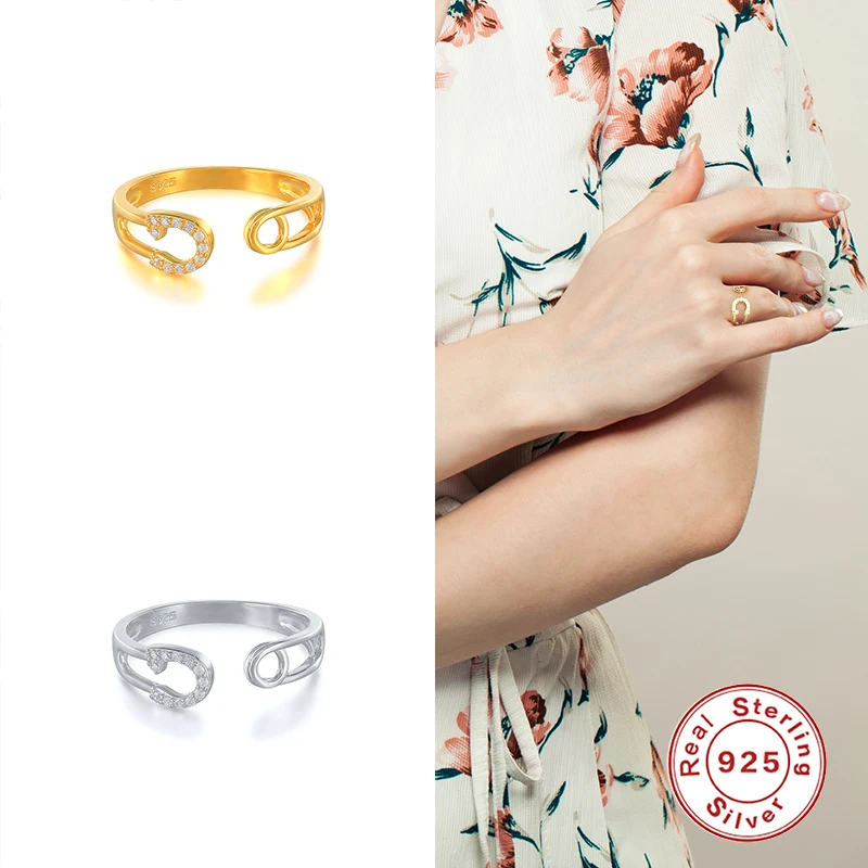 CANNER Wholesale Jewelry New Designs 18K Gold Plated S925 Silver Zircon Opening Ring Adjustable Rings