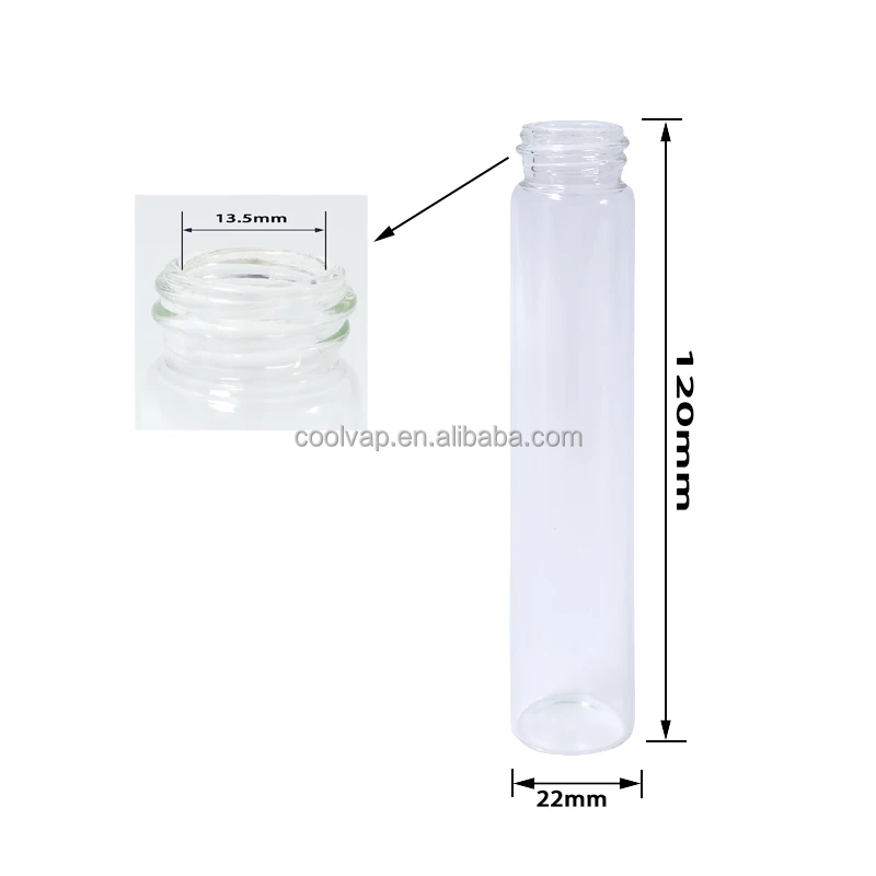 22*120mm clear glass tube wide mouth children resistant lid custom stickers packaging tube with labels