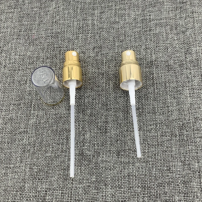 
GP408 factory stock hot sales 18/410 Arc shoulder collar aluminum shiny glossy rose gold serum pump dispenser with AS clear cap 