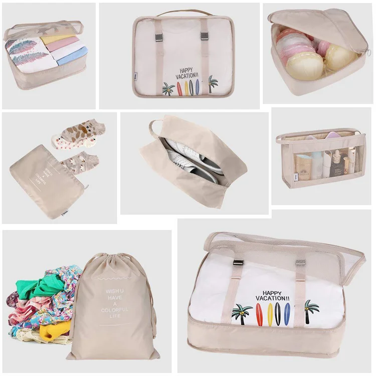 Hot Selling 8Pcs/Set Travel Storage Bag for Clothes Luggage Packing Cube Organizer Suitcase