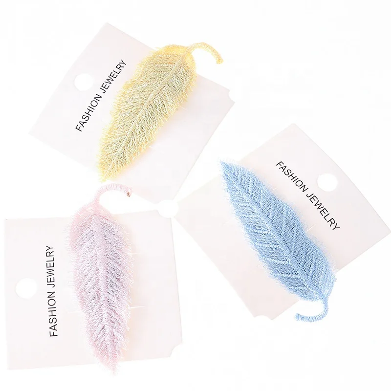 Ins And Korean Hot Sale Colorized Big Size Fabric Leaf Shape Cute And Sweet Style BB Hair Clip For Women And Girls