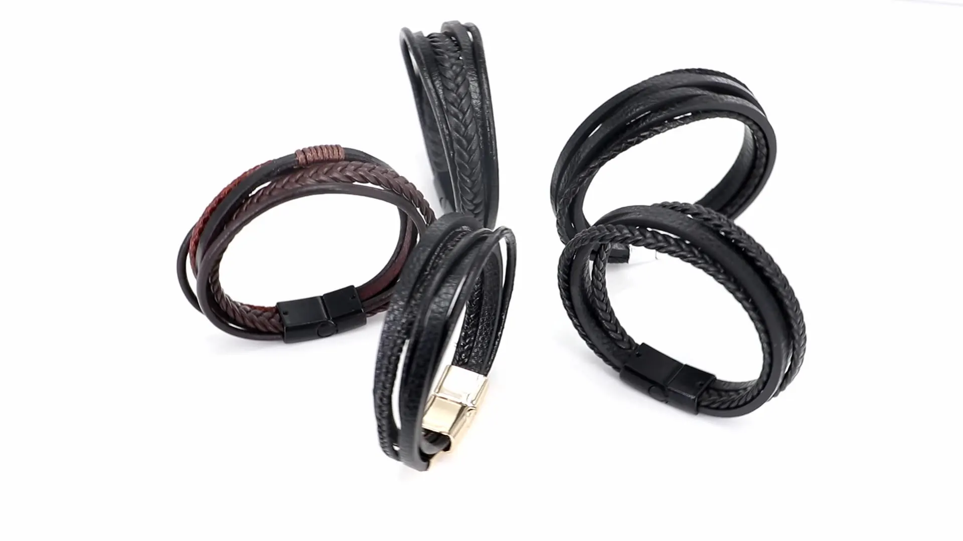 G783 Wholesale Jewelry men handmade rope bracelet Classic Mens Black Braided leather bracelets