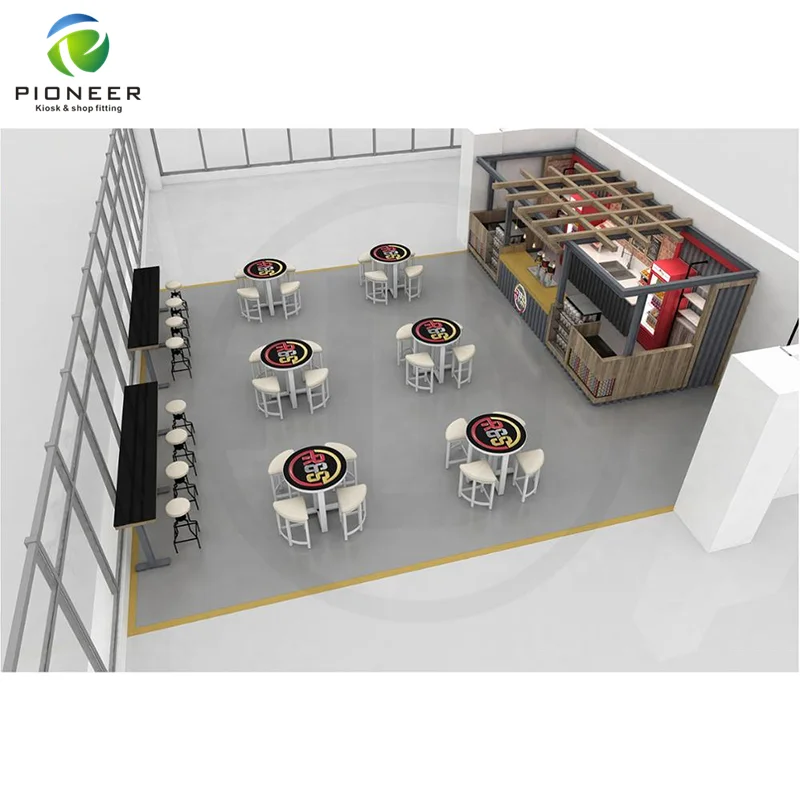 Pioneer cafe bar display coffee kiosk in shopping mall /fast food display kiosk