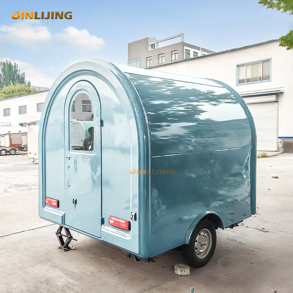 JINLIJING дешевая цена уличный Мини Новый Стекловолоконный гамбургер кафе пекарня синий винтажный трейлер для еды мобильный кофейный грузовик