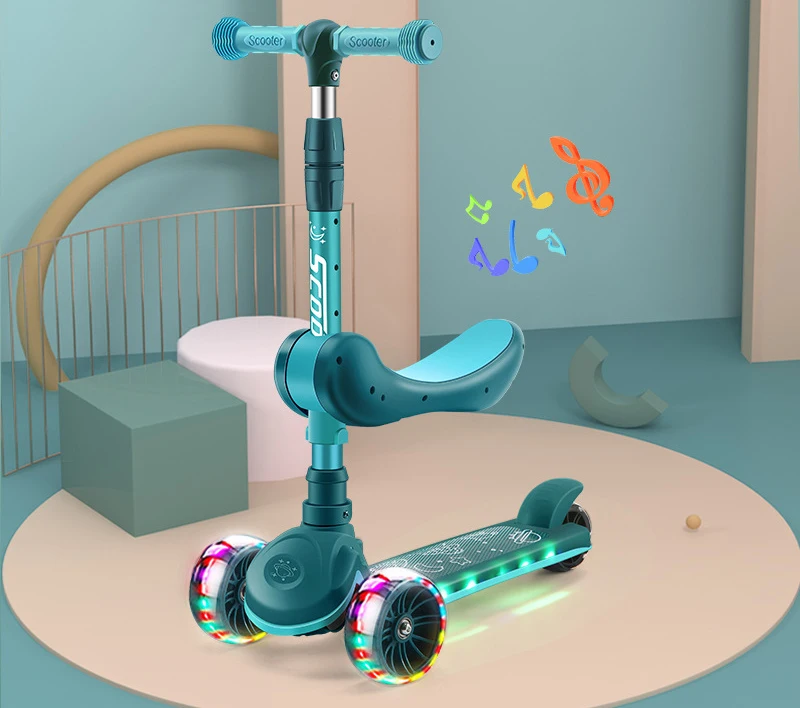 Hot Selling High Quality 2021 New Model Cool Cheap Price 3 Wheels Electric Spray Kids Kick Pedal Scooter With Led Lights For Kid