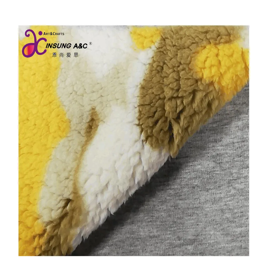 100% Polyester Knitted Flocking Curly Pile Sherpa Berber Fleece Plush fabric for Garment, Toy, Accessories