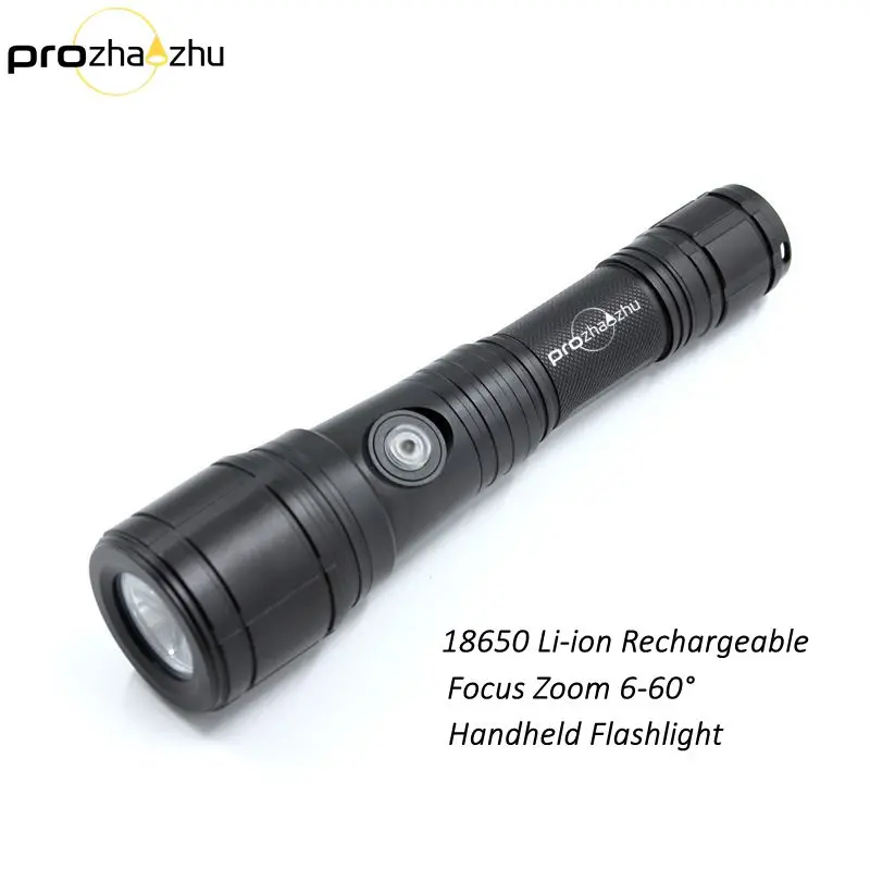 Wholesale Diving Flashlight IP68 Waterproof USB Charging Underwater Aluminum Focus Zoom Scuba Torch Flashlight