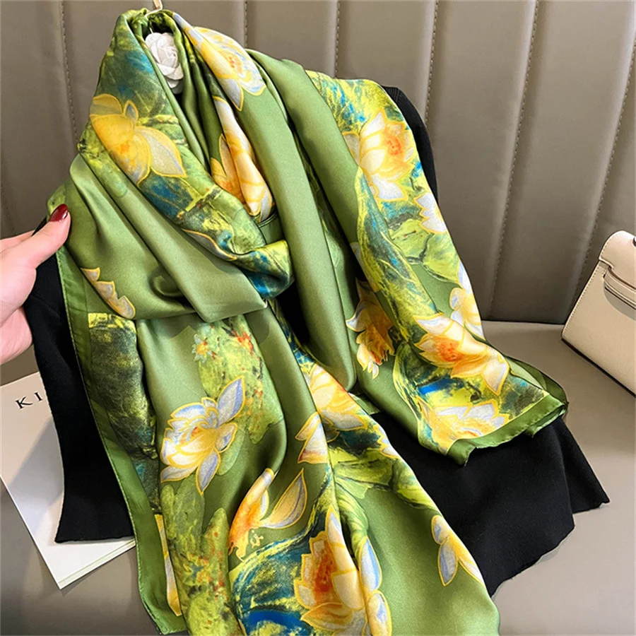 voile african Bands 90*180cm New silk satin shawl can Butterfly Tied Imitation silk scarf grade  Design manufacturer custom