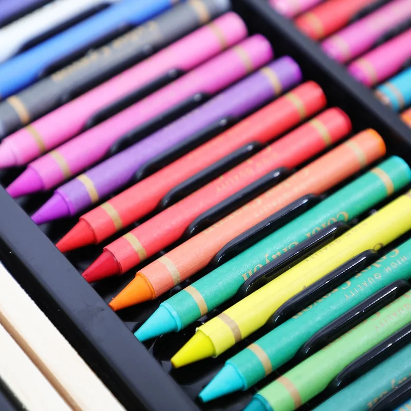 Wooden Box 180 pieces Color Draw Pencil Art Crayon Supplies Kit Painting Drawing Wholesale Kids Stationery Crafts Art Set