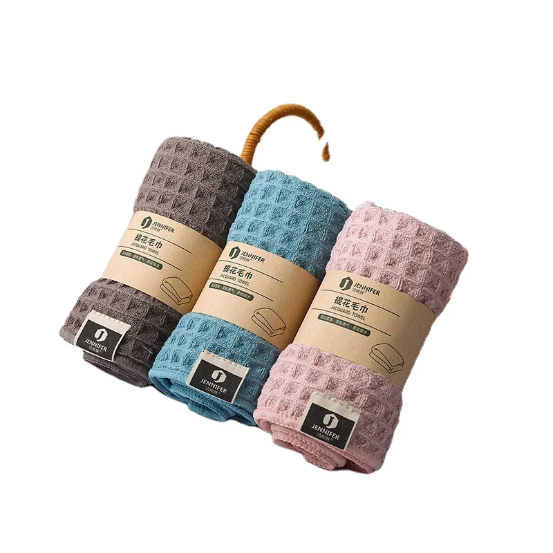 
2021 New Microfiber Waffle Plaid Soft Towel Custom Logo Super Absorbent Face Towel 