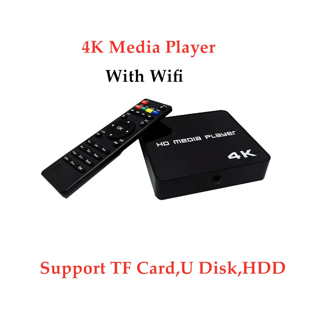 New Autoplay Full HD 4K Media Player Support USB Disk TF Card HDD Multimedia 2K 1080P Video MP3  PPT MP4 AD TV Box Support Wifi