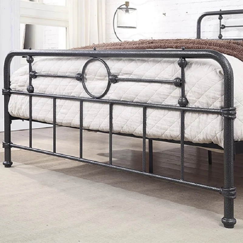  Industrial pipe design steel wrought iron double szie metal king bed frame