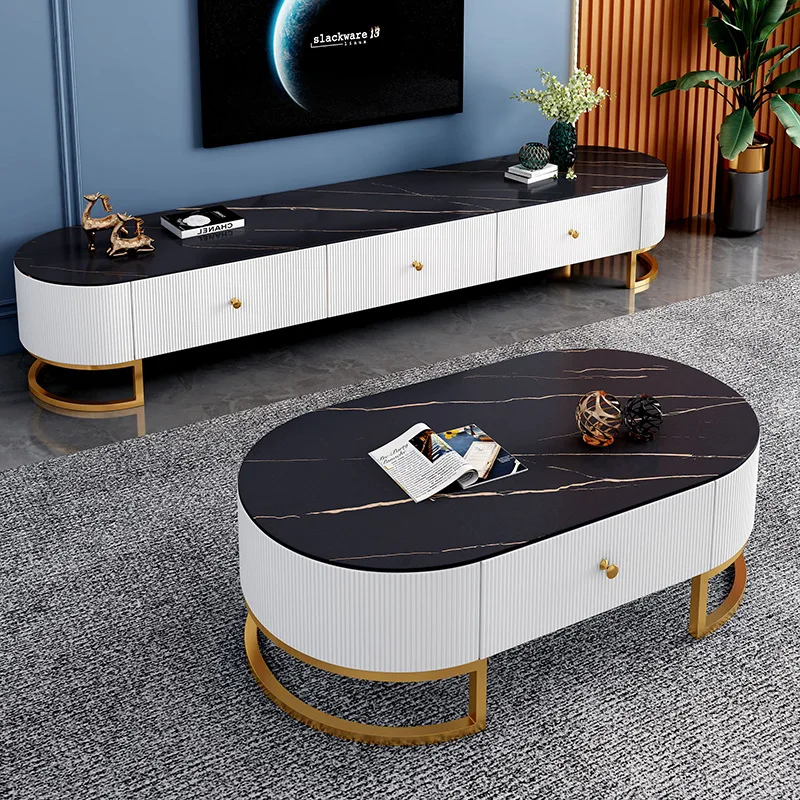 Living Room TV Stand Cabinet Design And Coffee Table Metal Legs TV Stand And Coffee Table Set