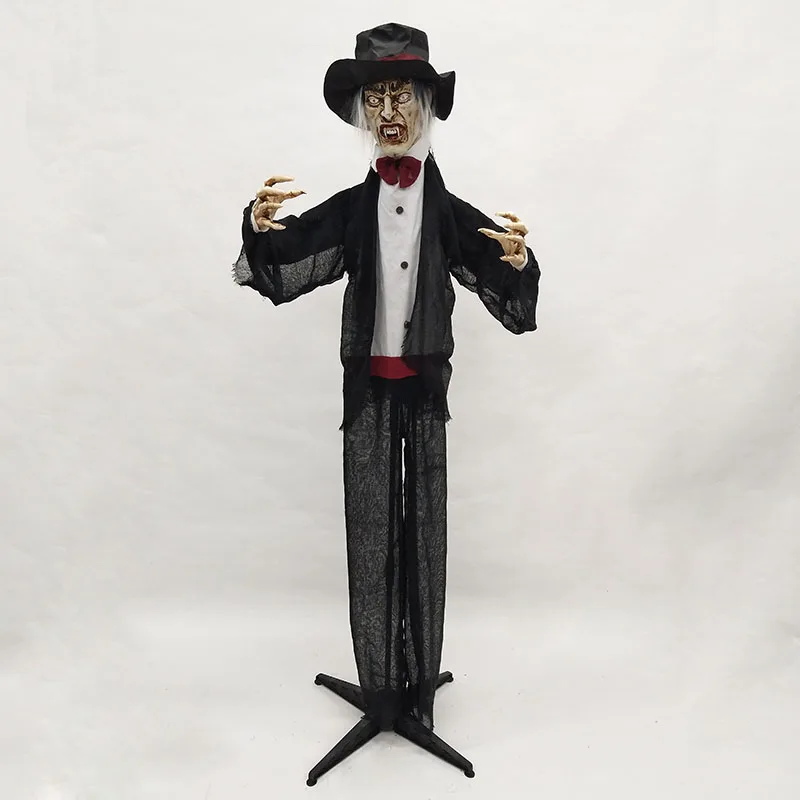 Wholesale Halloween Sound Sensor Liefsize Talking Creepy Electric Animated Standing Witch Grim Reaper for Yard Decor