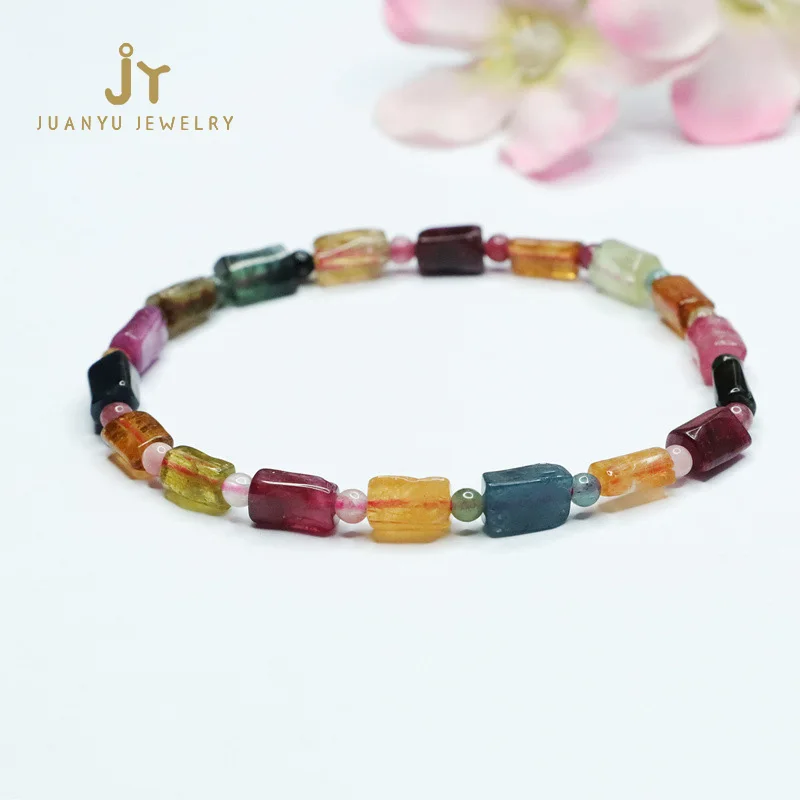 Wholesale precious stone jewelry crystals jade tourmaline Beaded Bracelets  handmade gemstones luxury jewelry  Crystal Beads