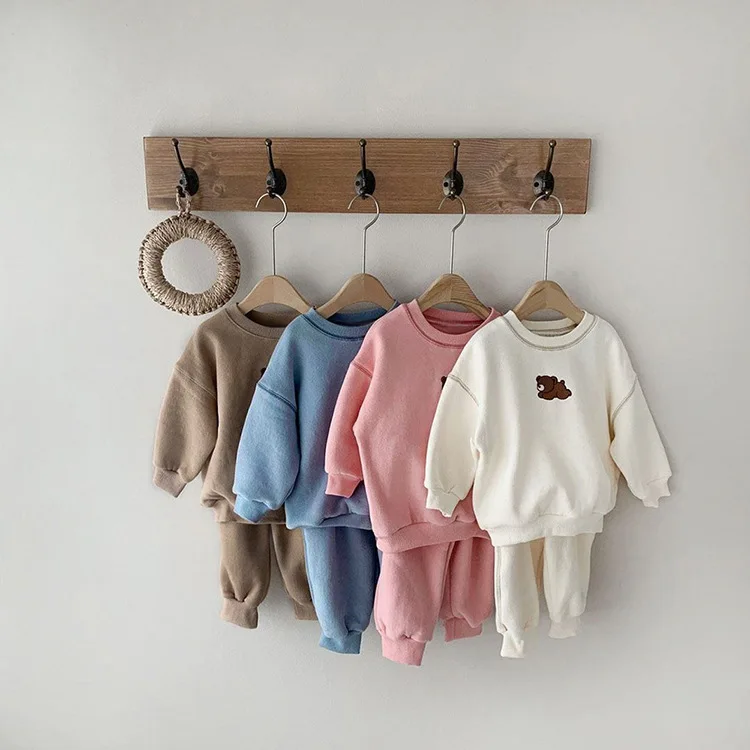 Xiximi Baby Embroidered Bear Casual Sweatsuit Children Clothes 2022 Spring Korean Style Sports Two-piece Baby Clothing Sets