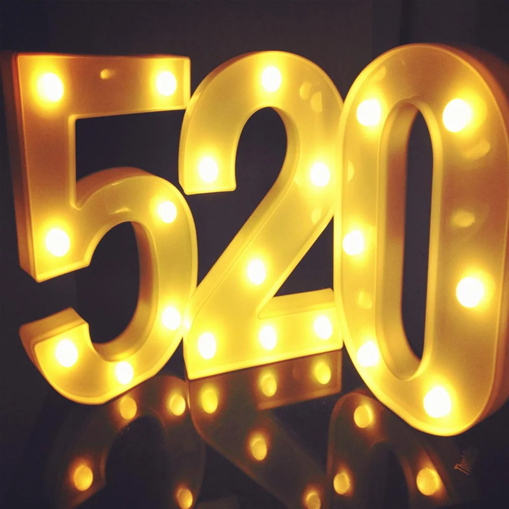 3D LED Night Lamp 26 Letter 0-9 Digital Marquee Sign Alphabet Light Wall Hanging Lighting Lamp Light up Letters