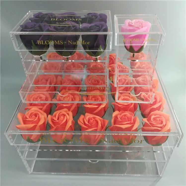 Wholesale Acrylic Chocolate Box Acrylic Flower Box with Holes Packaging Rose