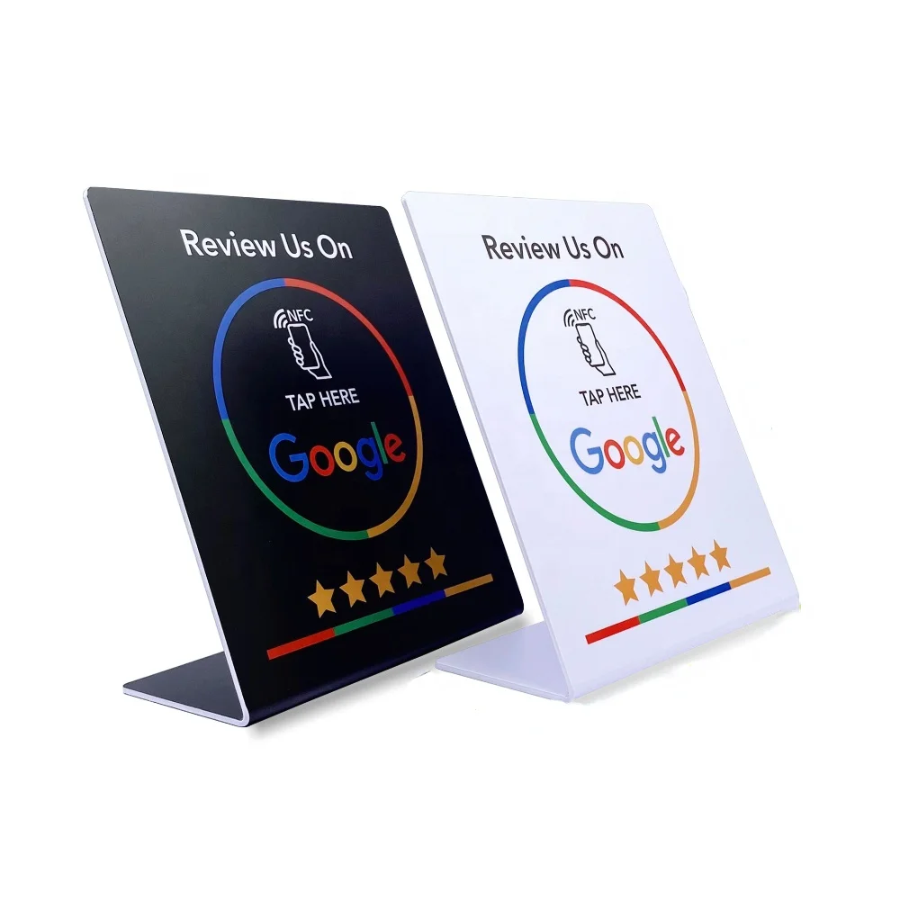 Custom NTAG 213 NTAG 215 Google Review NFC Stand Display Table Display Digital Business Card